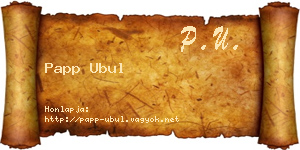Papp Ubul névjegykártya